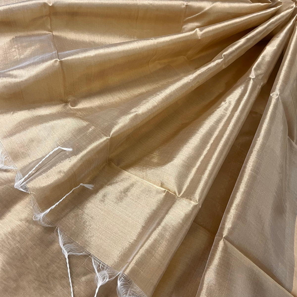 Tuscan beige Chanderi silk saree with silk border