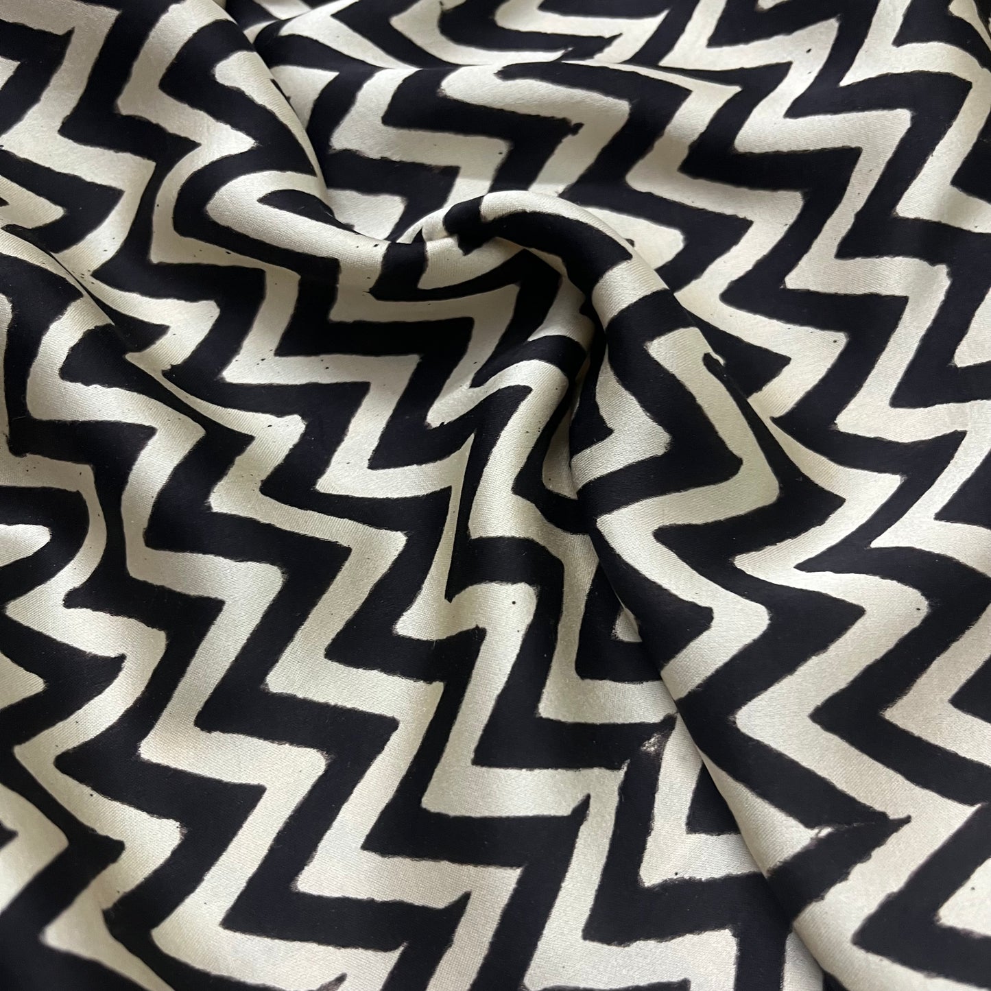 Black and white saree with block print all over