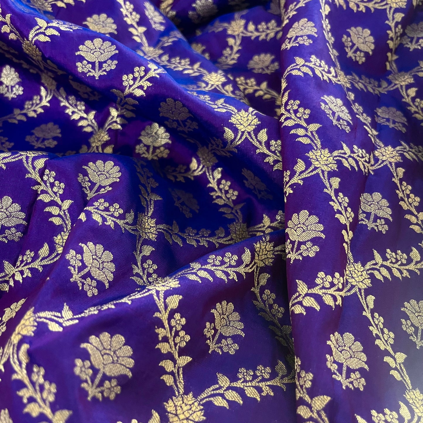Dark Purple Banarasi silk saree with zari jaal work all over