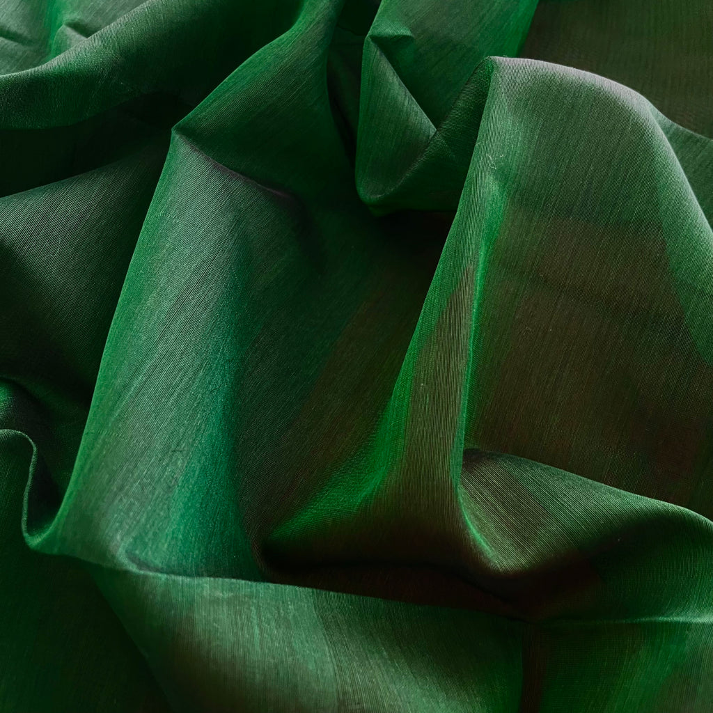 Green & Pink Maheshwari Saree with Zari Border