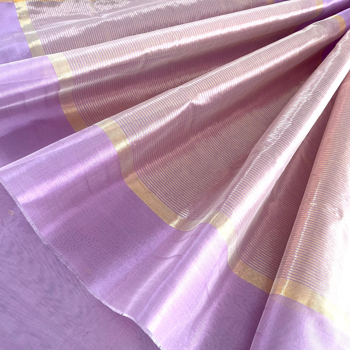 Mauve Chanderi silk saree with zari bootis all over