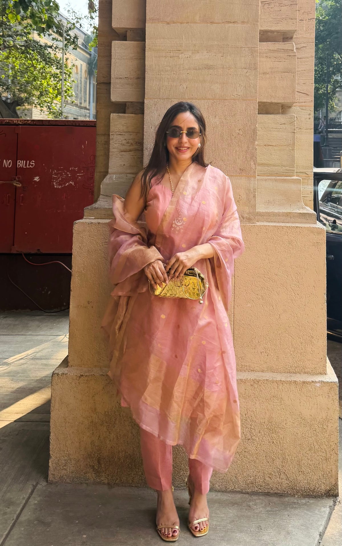 Blush Pink Chanderi Tissue Silk Suit