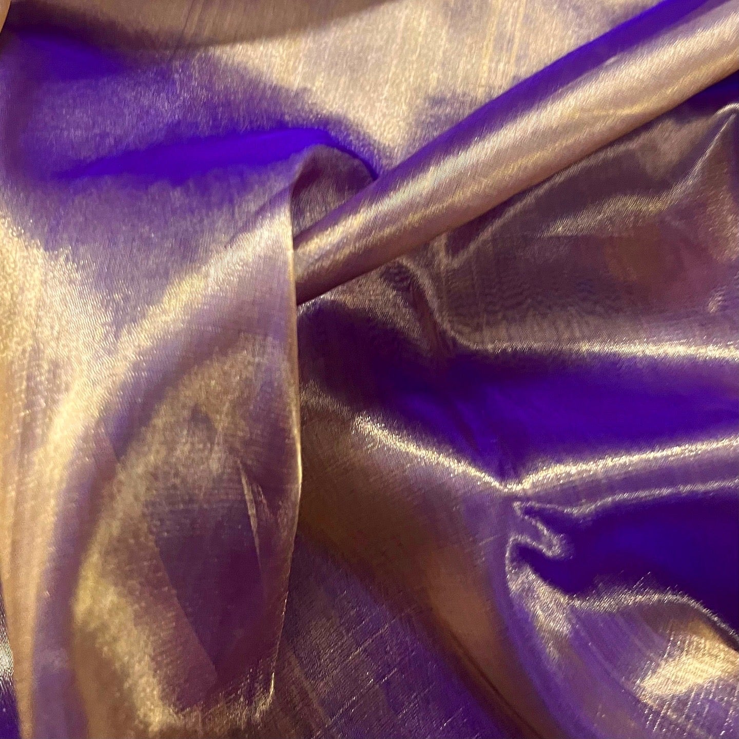 Purple & Gold Chanderi Tissue Silk Saree