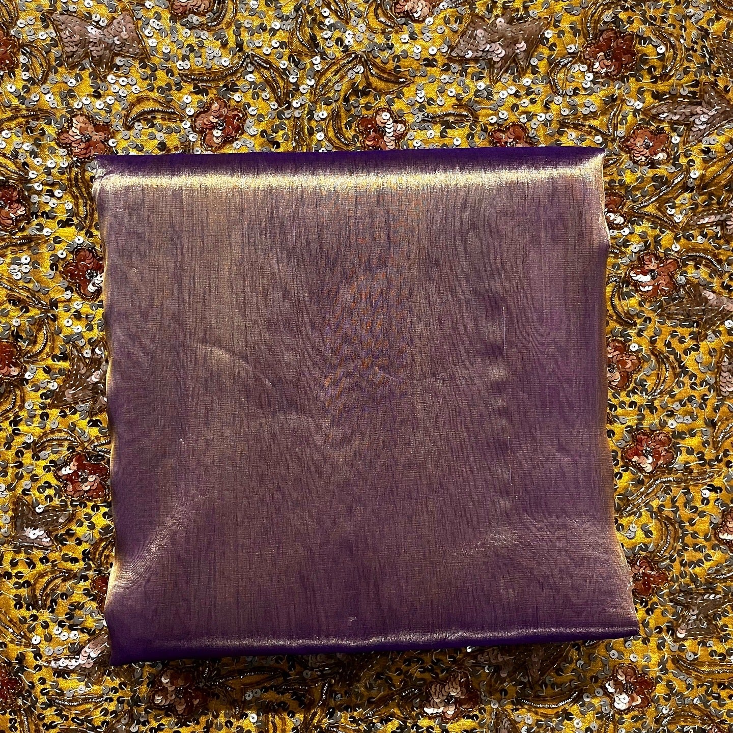 Purple & Gold Chanderi Tissue Silk Saree