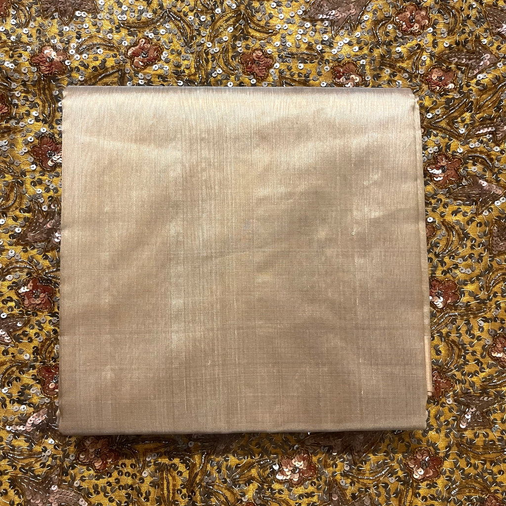 Tuscan beige Chanderi silk saree with silk border