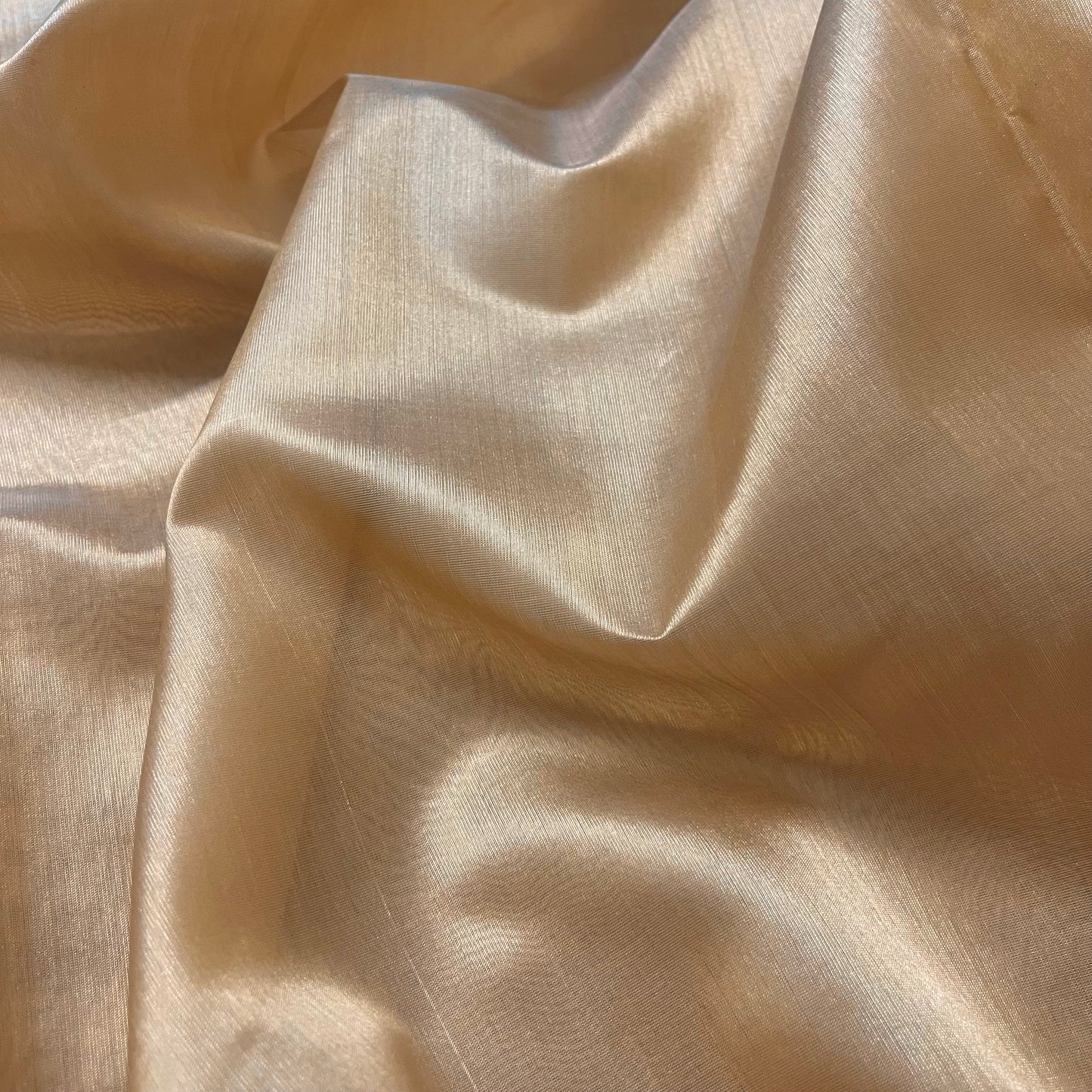 Tuscan beige Chanderi silk saree with silk border