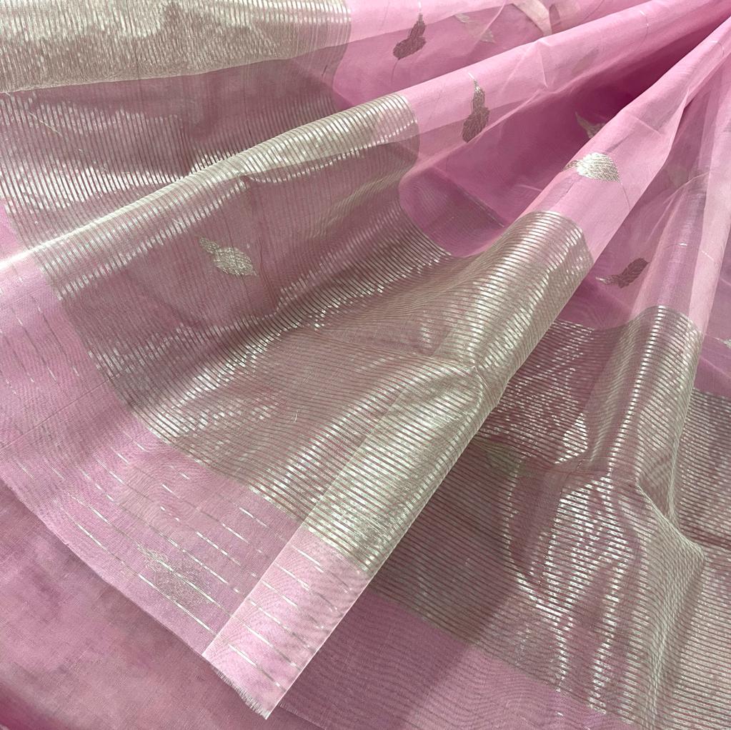 Dusty pink Chanderi organza silk with jhumka motifs all over