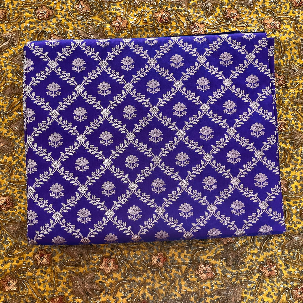 Dark Purple Banarasi Organza Silk Saree with Zari Jaal Work all over