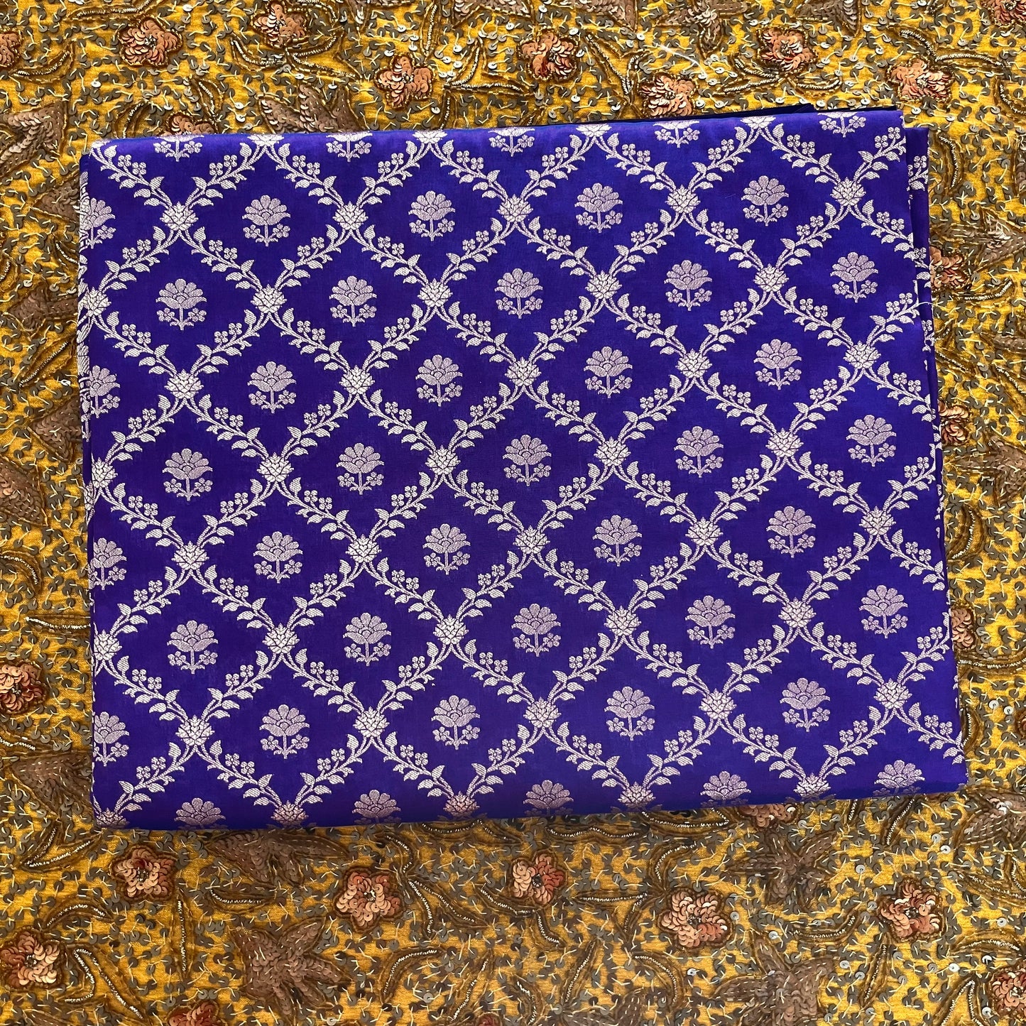 Dark Purple Banarasi silk saree with zari jaal work all over