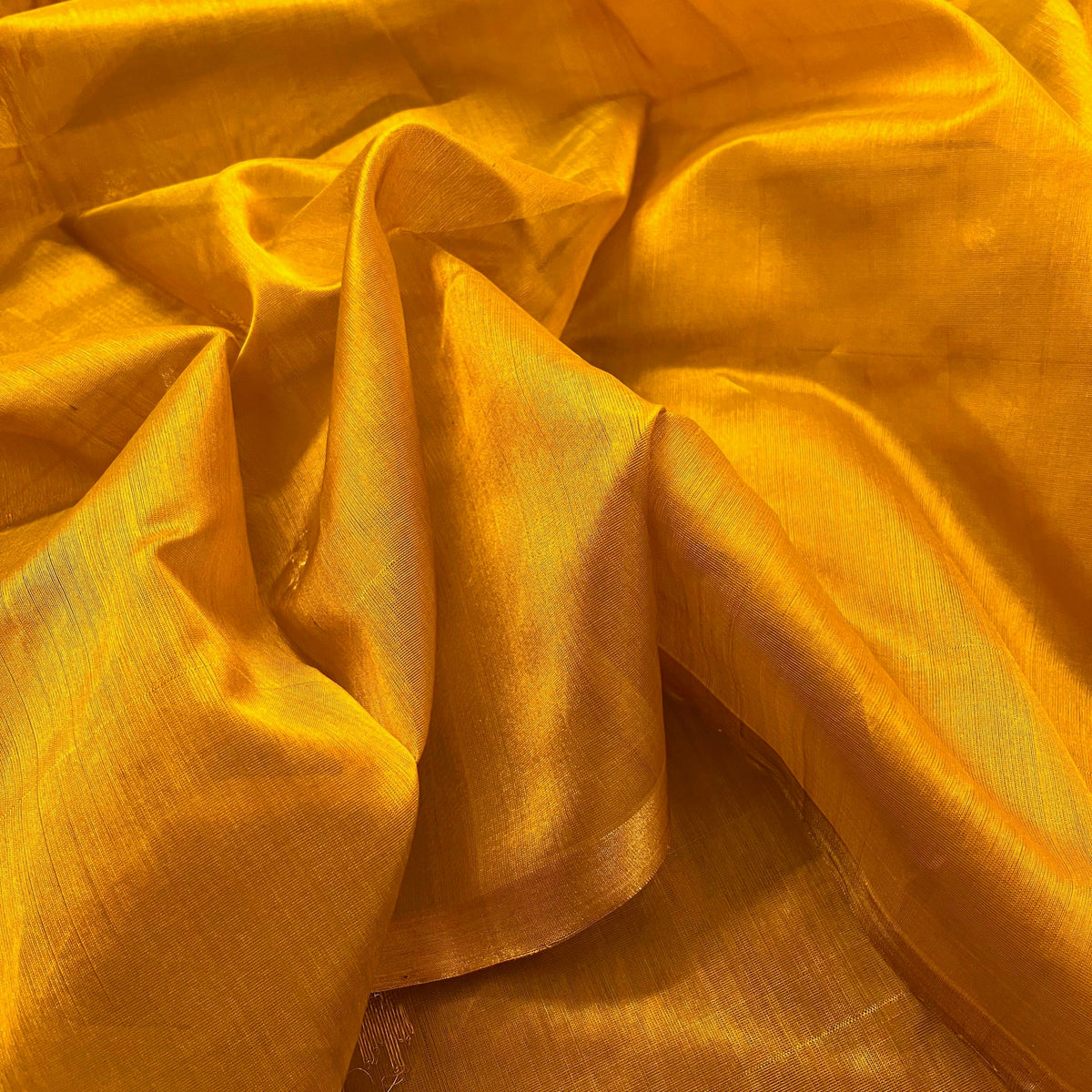 Ready to wear | Mustard Gold Chanderi Silk Saree with Flower Bootis all over