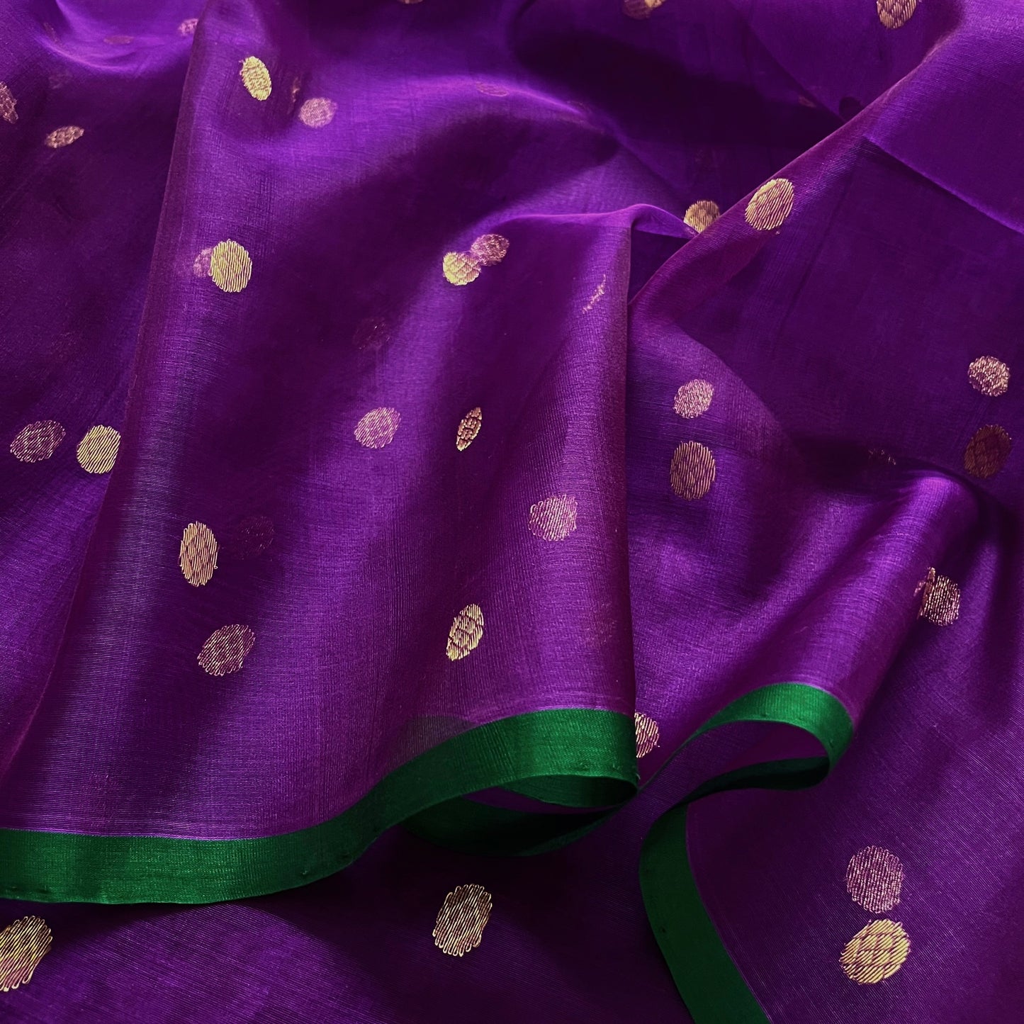 Violet dual tone chanderi silk saree with zari bootis all over