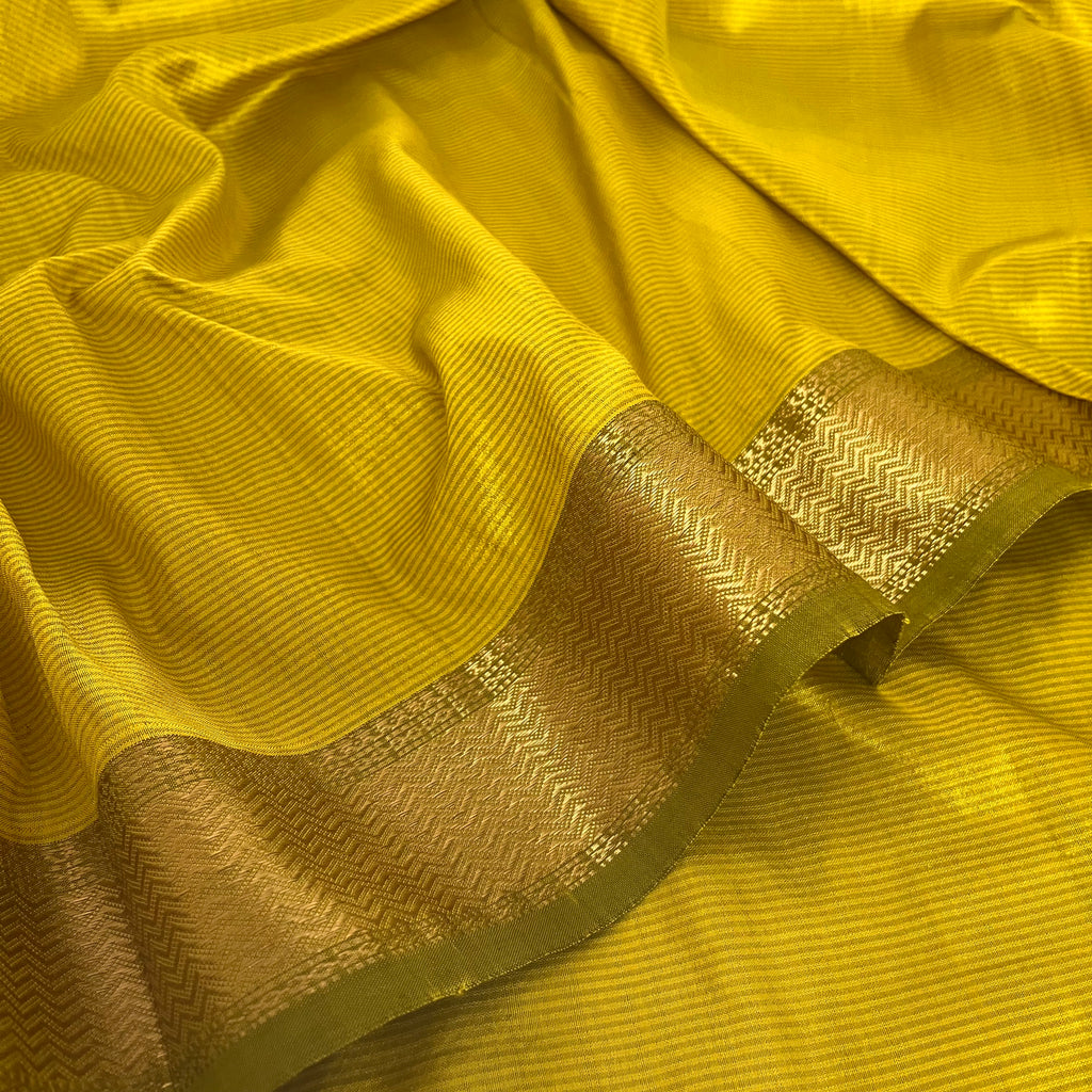 Corn Yellow Maheshwari Silk Saree with Zari border