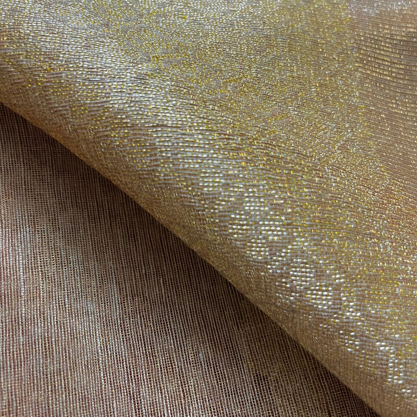 Beige and red linen saree with zari motifs all over