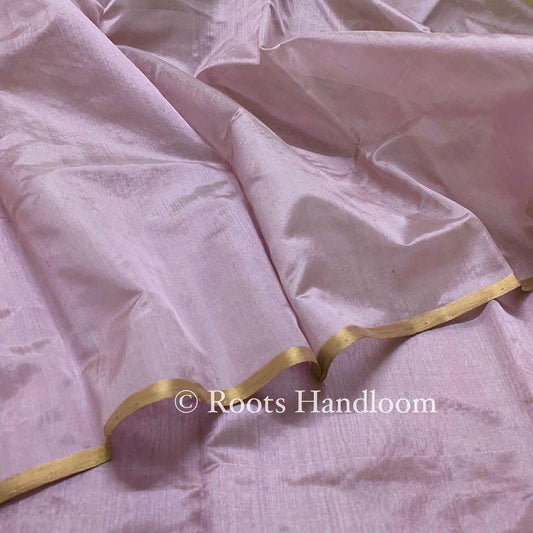 Mauve chanderi silk saree with Zari lines on Pallu