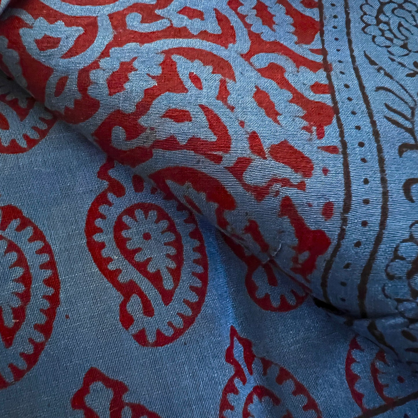 Dark Blue and maroon bagh print Maheshwari saree
