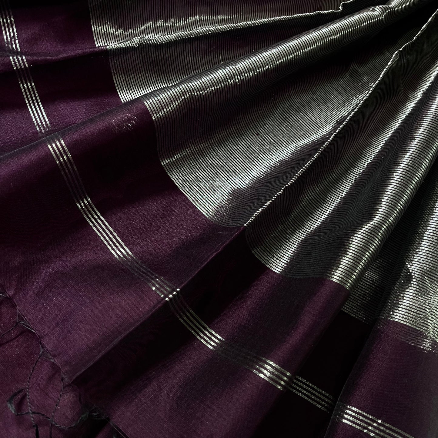 Deep wine Maheshwari saree with flower motifs all over