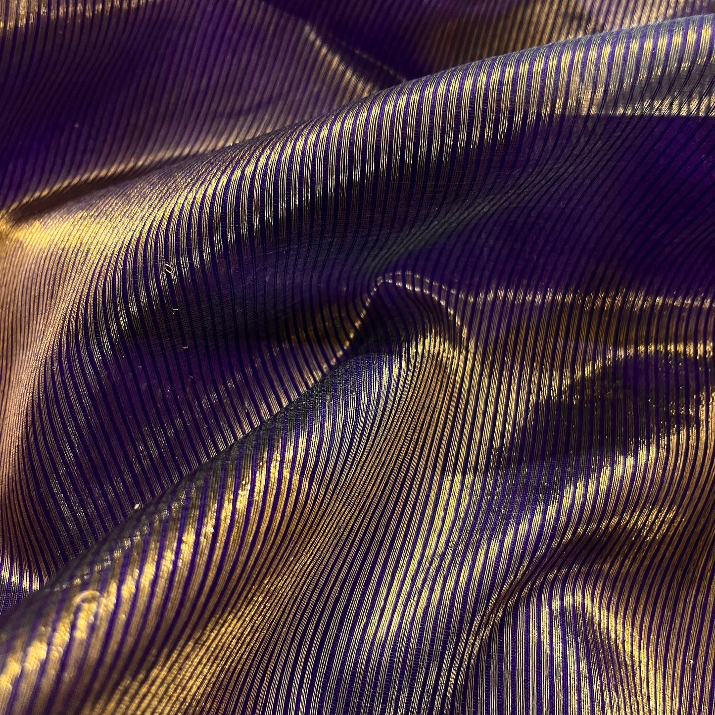 Dark purple and gold maheshwari saree with zari border