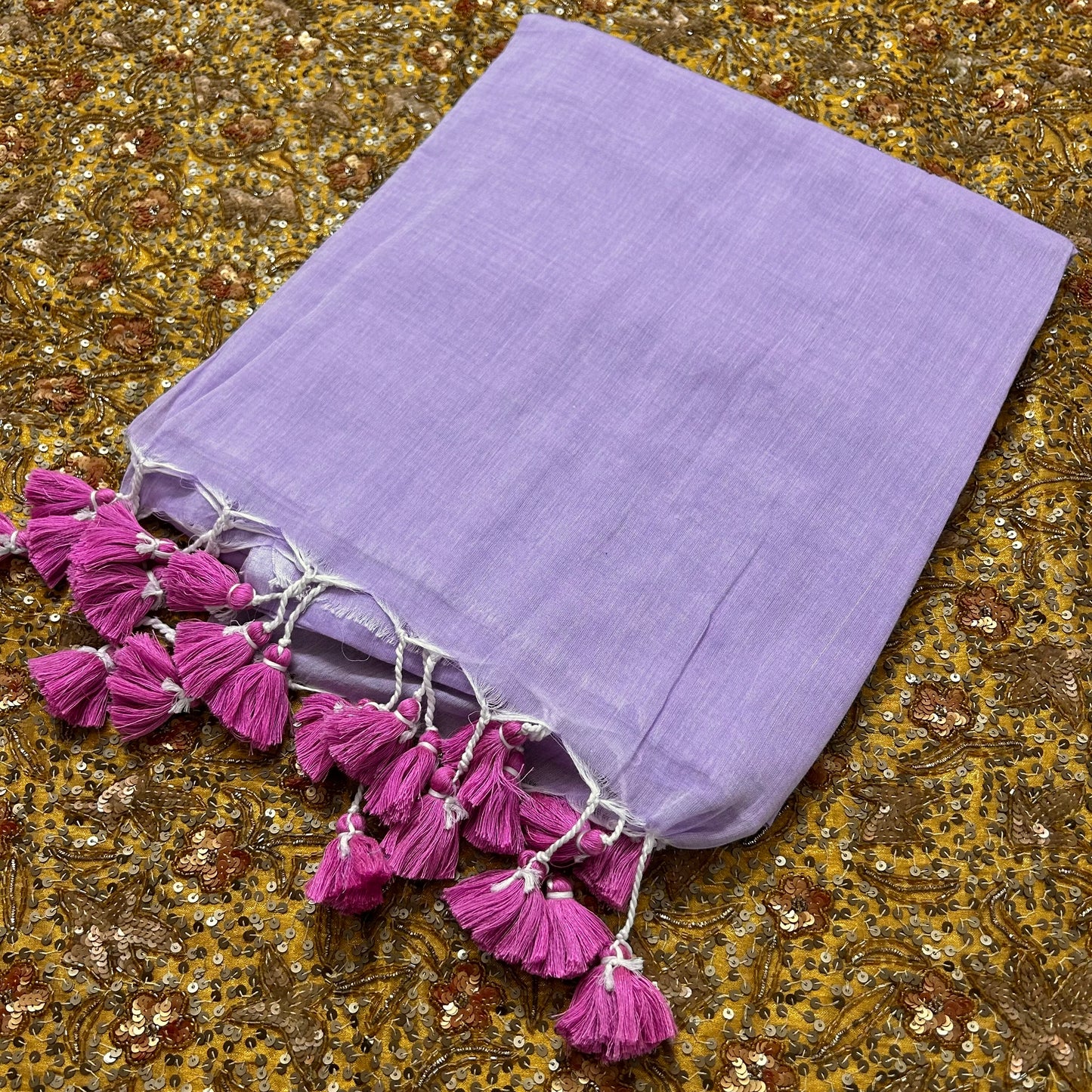 Lavender mulmul saree