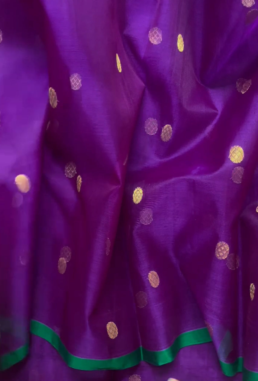 Violet dual tone chanderi silk saree with zari bootis all over