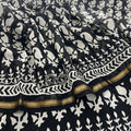 Black & White Block Print Chanderi Saree