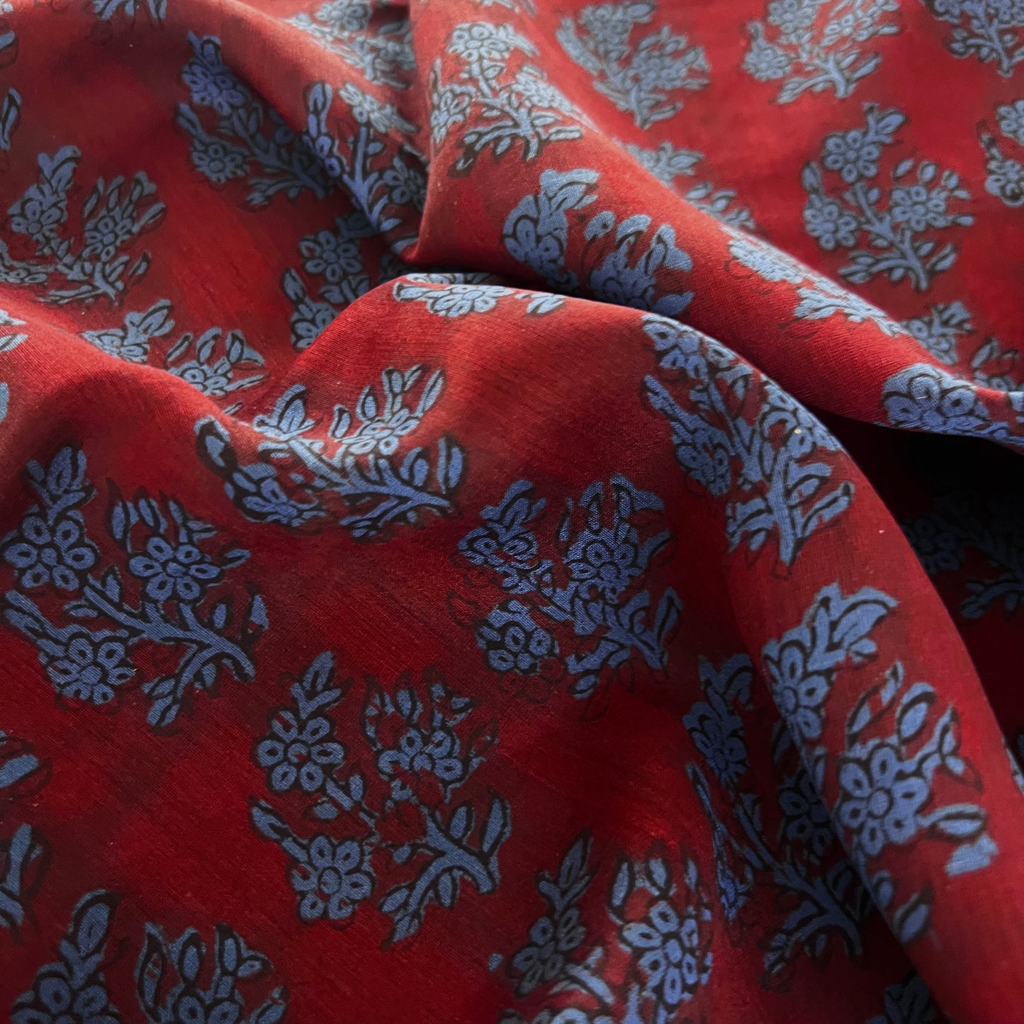 Maroon and blue bagh print Maheshwari saree