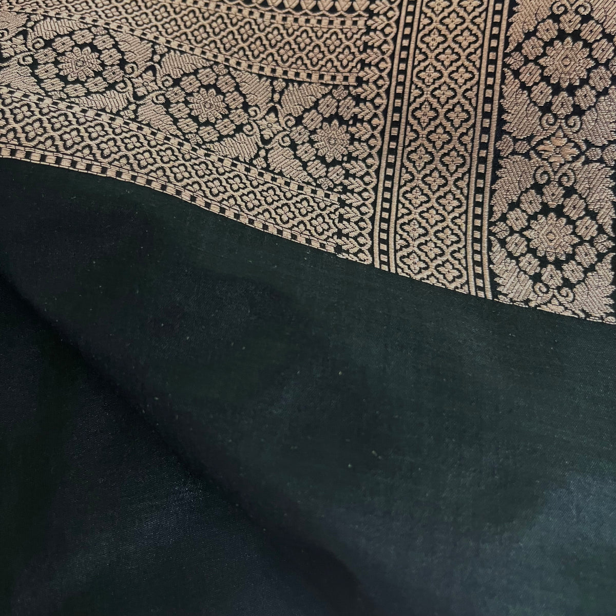Black Banarasi Organza Silk Saree with Zari Jaal Work all over