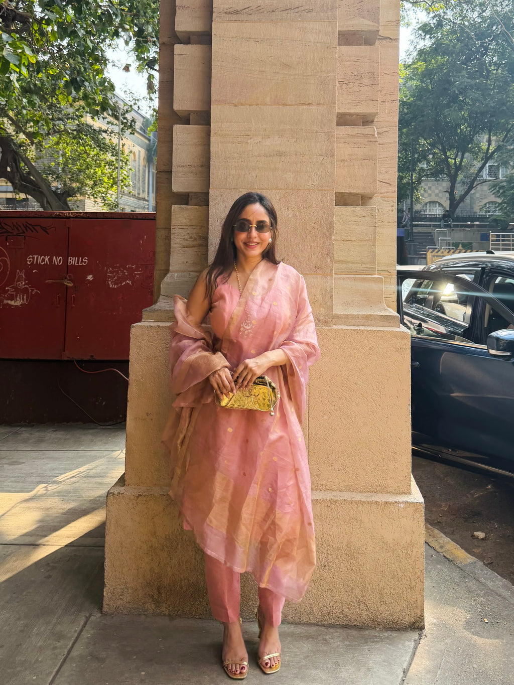Rose Pink Chanderi Tissue Silk Suit