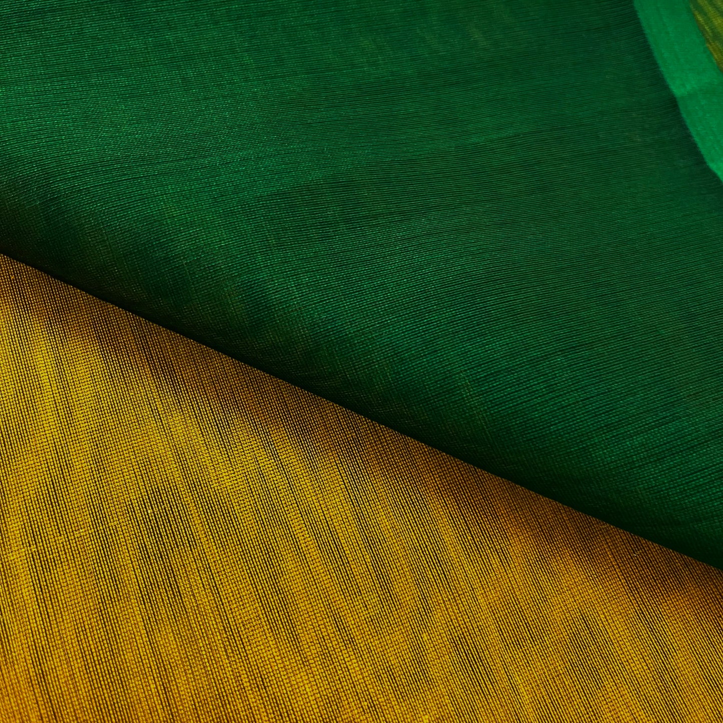 Mustard and green maheshwari saree
