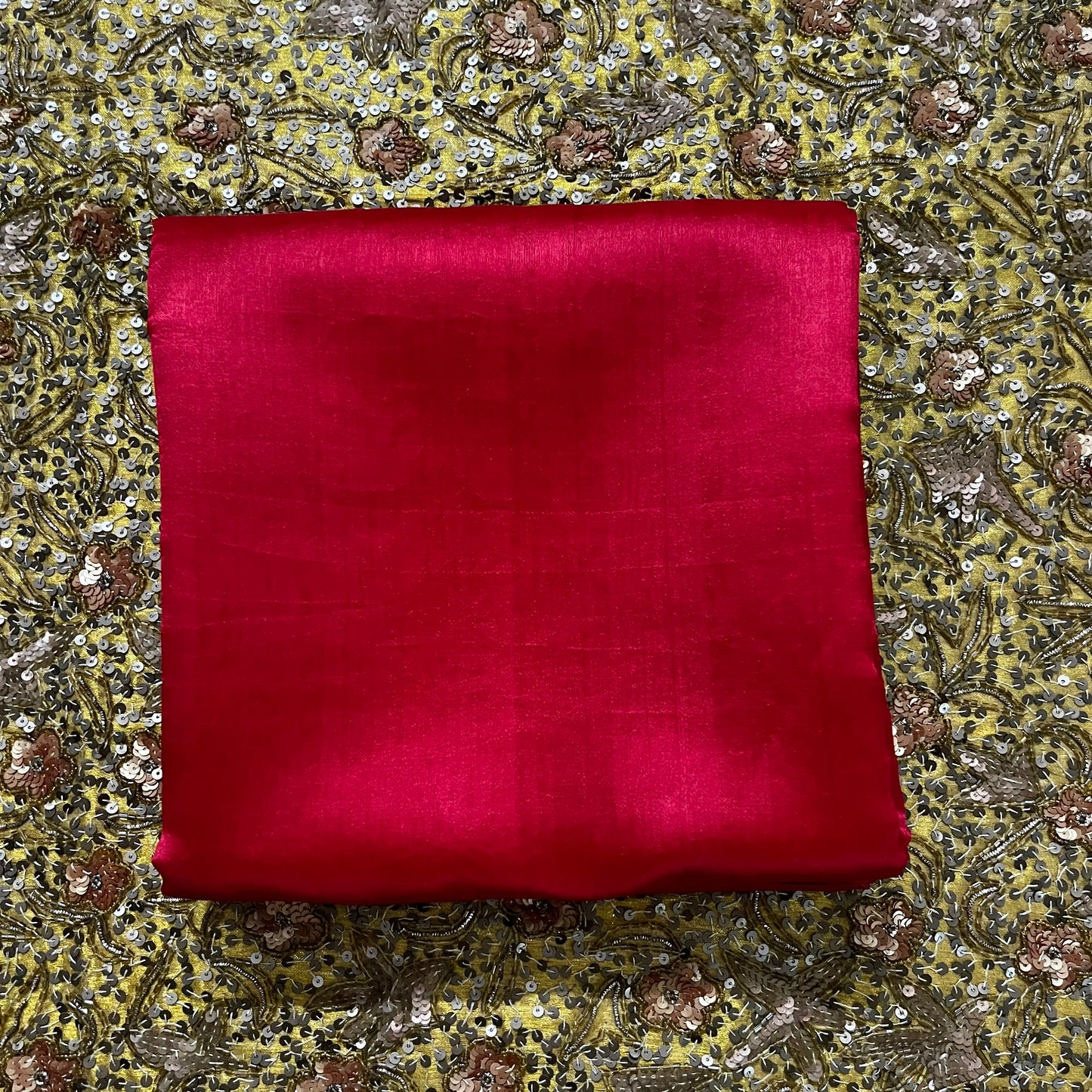 Red Chanderi Silk Saree with Tissue Border