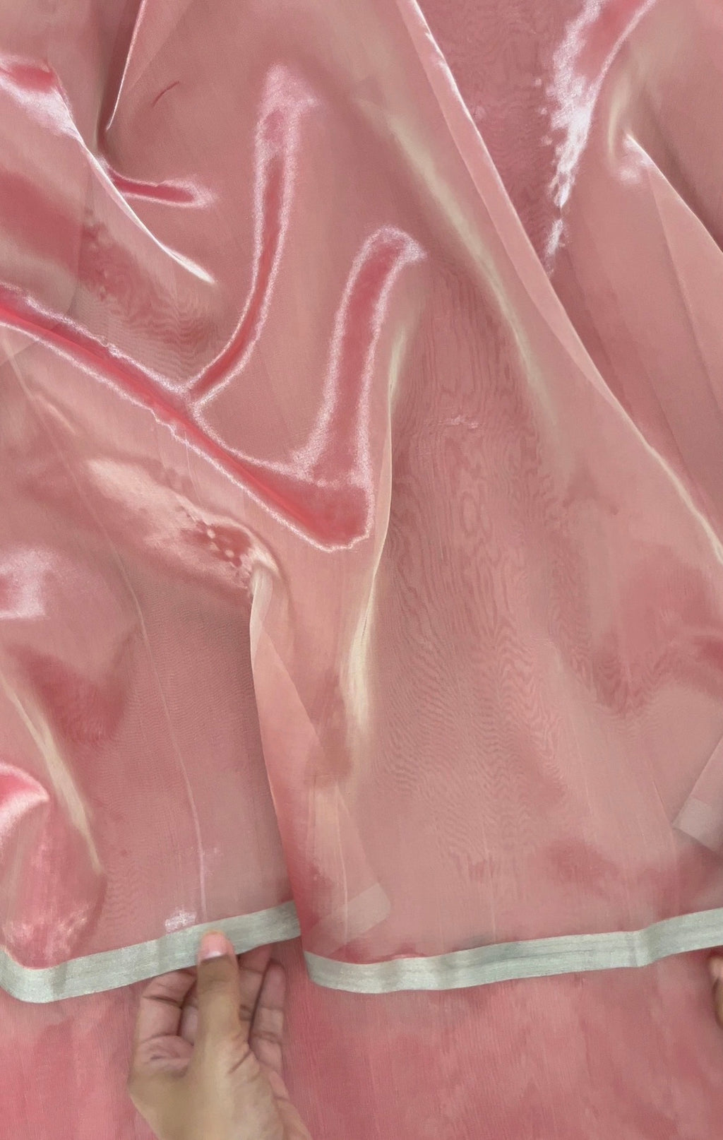 Flamingo pink Chanderi tissue silk saree