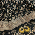 Black Banarasi Organza Silk Saree with Zari Jaal Work all over