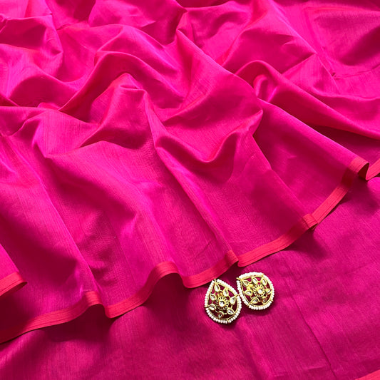 Pink & Red Maheshwari Saree