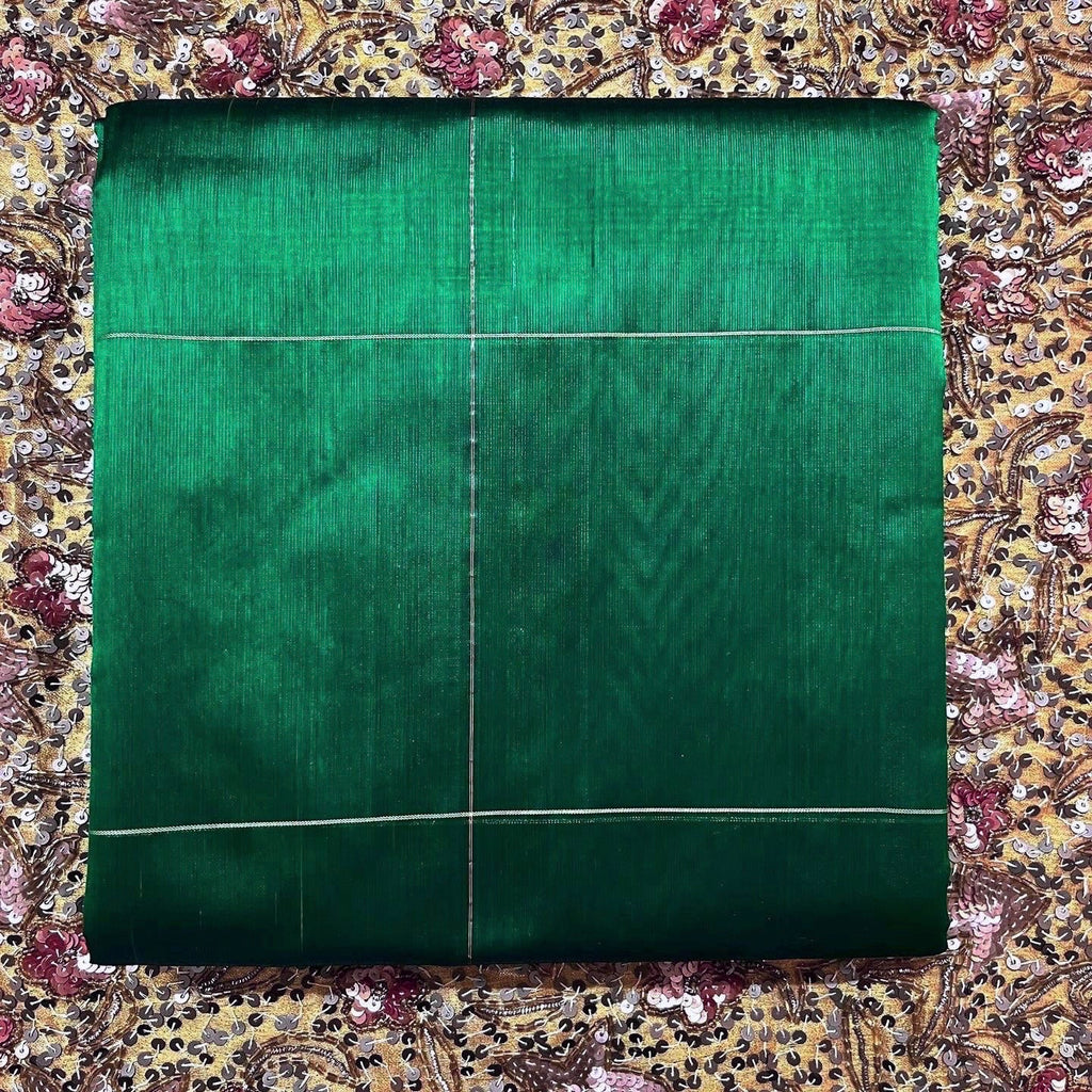 Dark green chanderi silk saree with zari checks all over