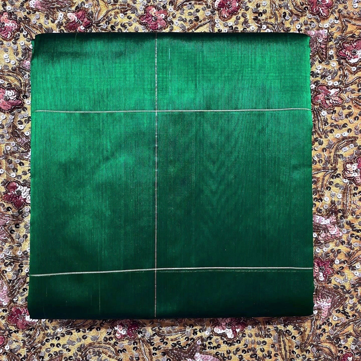Dark green chanderi silk saree with zari checks all over