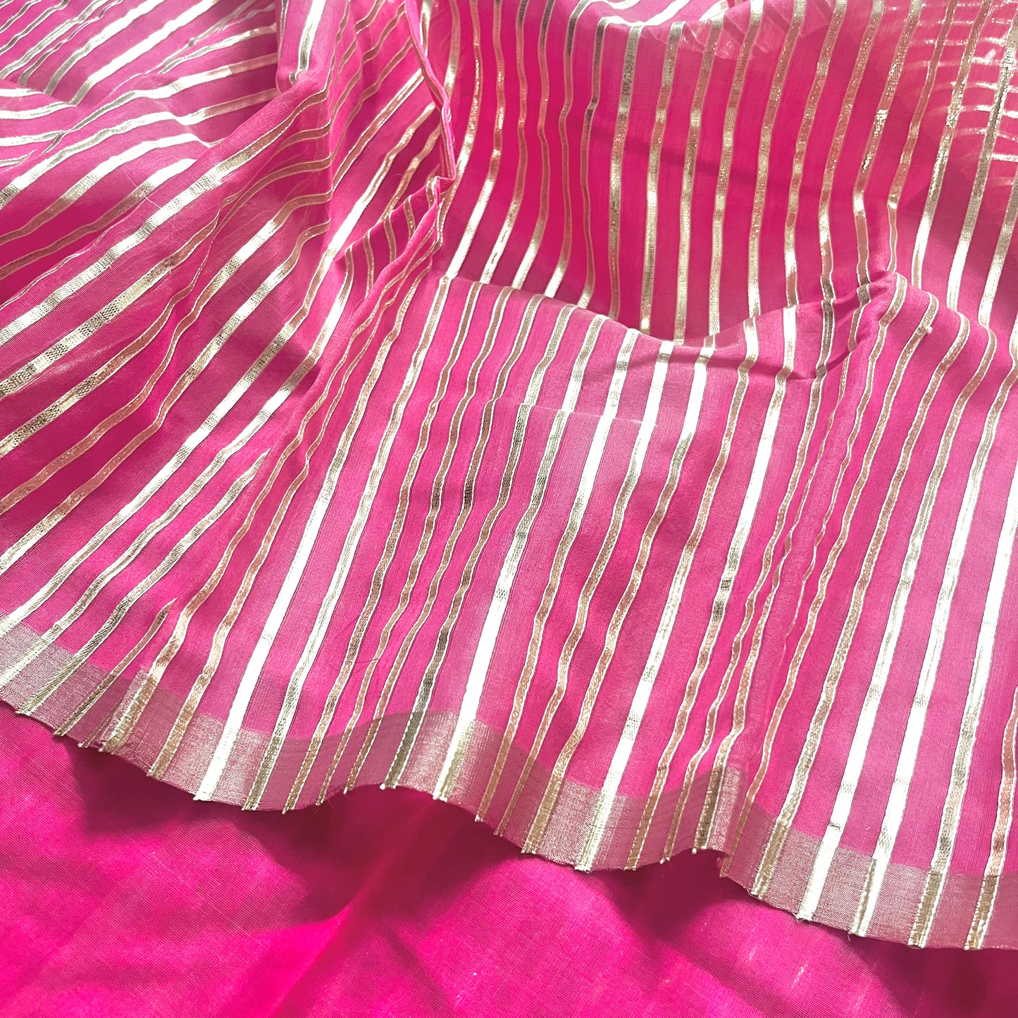 Pink Chanderi saree with gota work all over