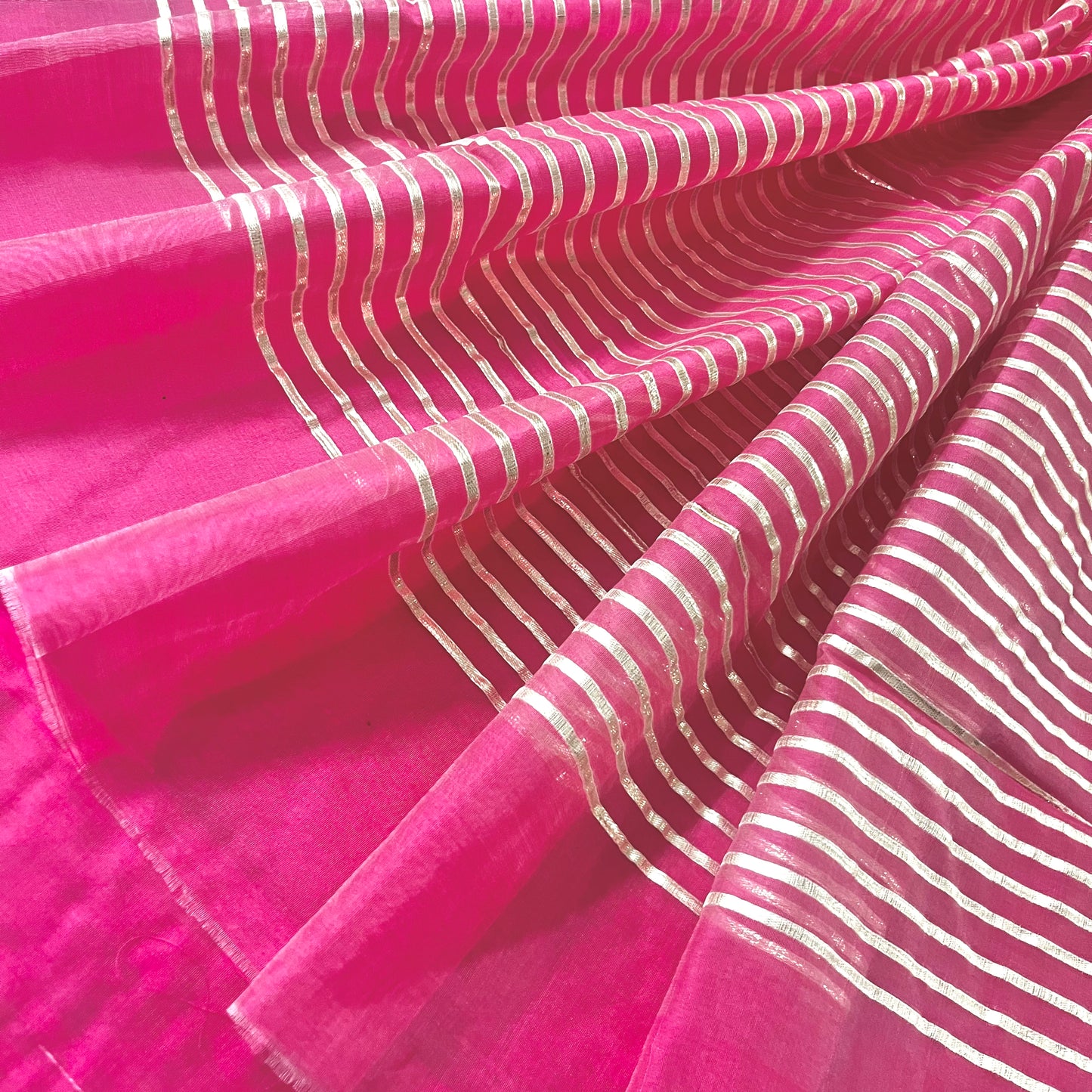 Pink Chanderi saree with gota work all over