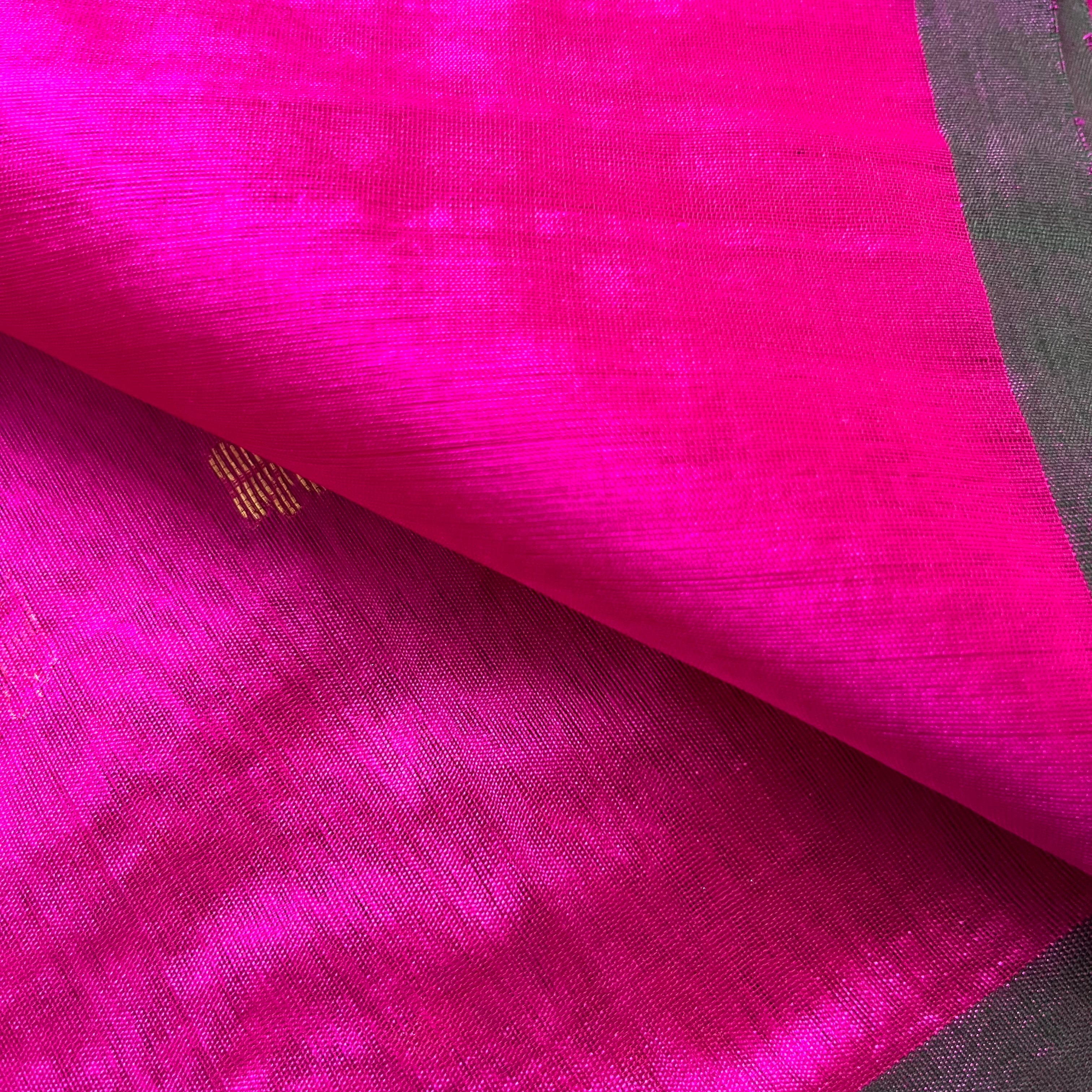 Magenta pink chanderi silk saree with flower bootis all over