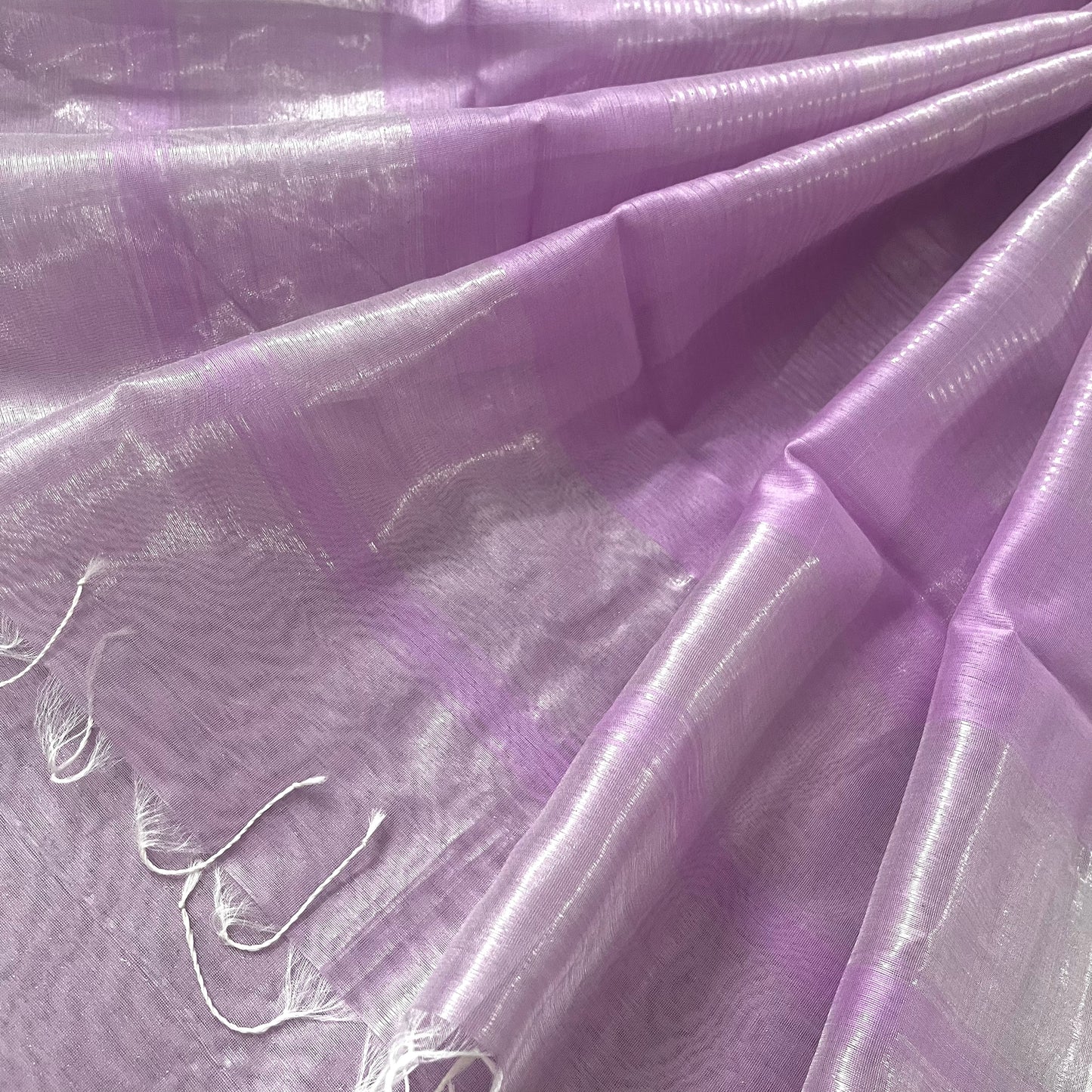Mauve maheshwari tissue silk saree with zari pattern on pallu
