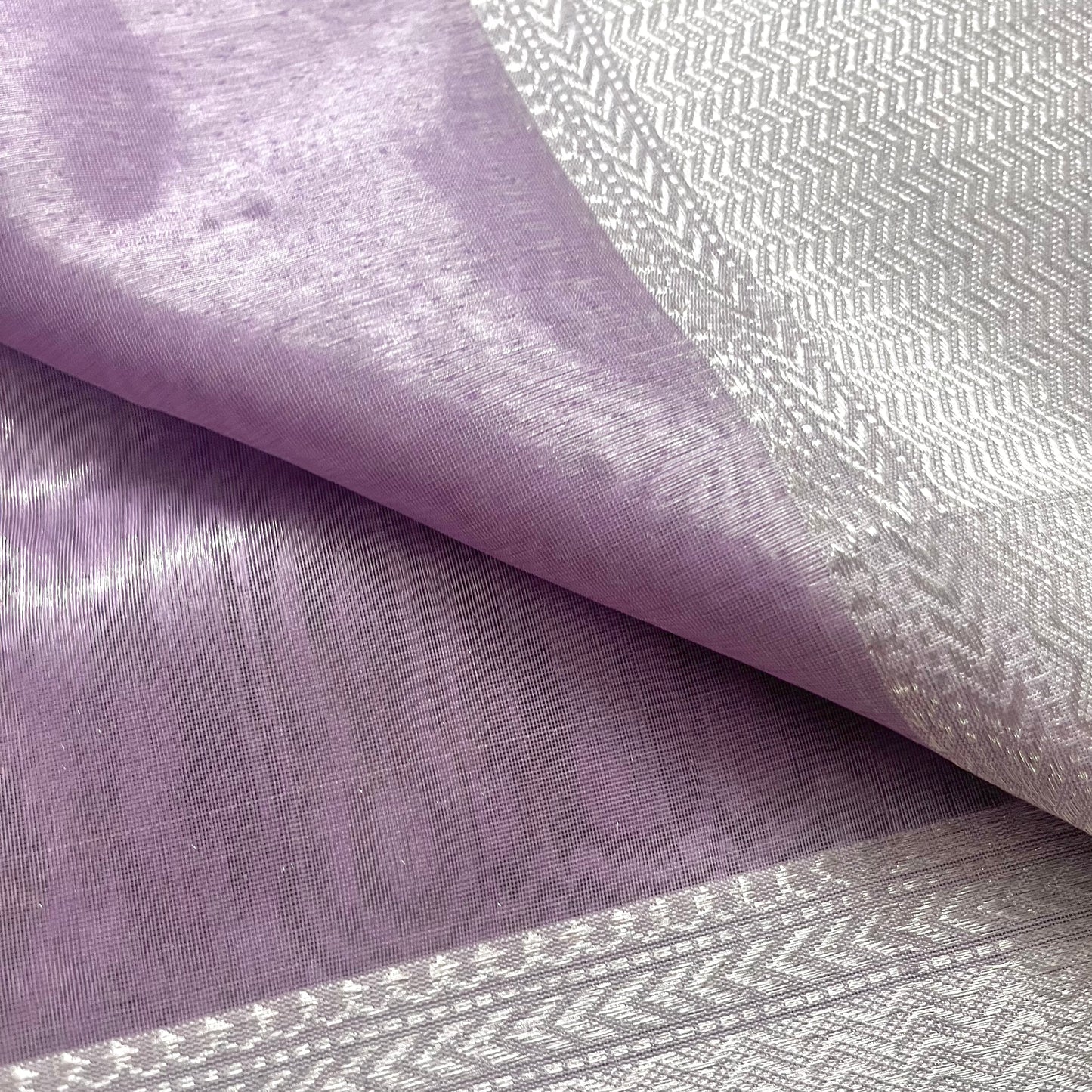 Mauve maheshwari tissue silk saree with zari pattern on pallu