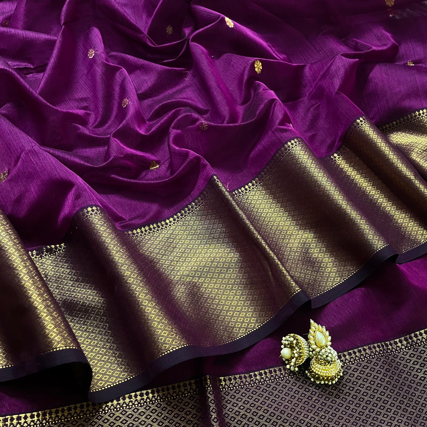 Violet Maheshwari saree with flower bootis all over