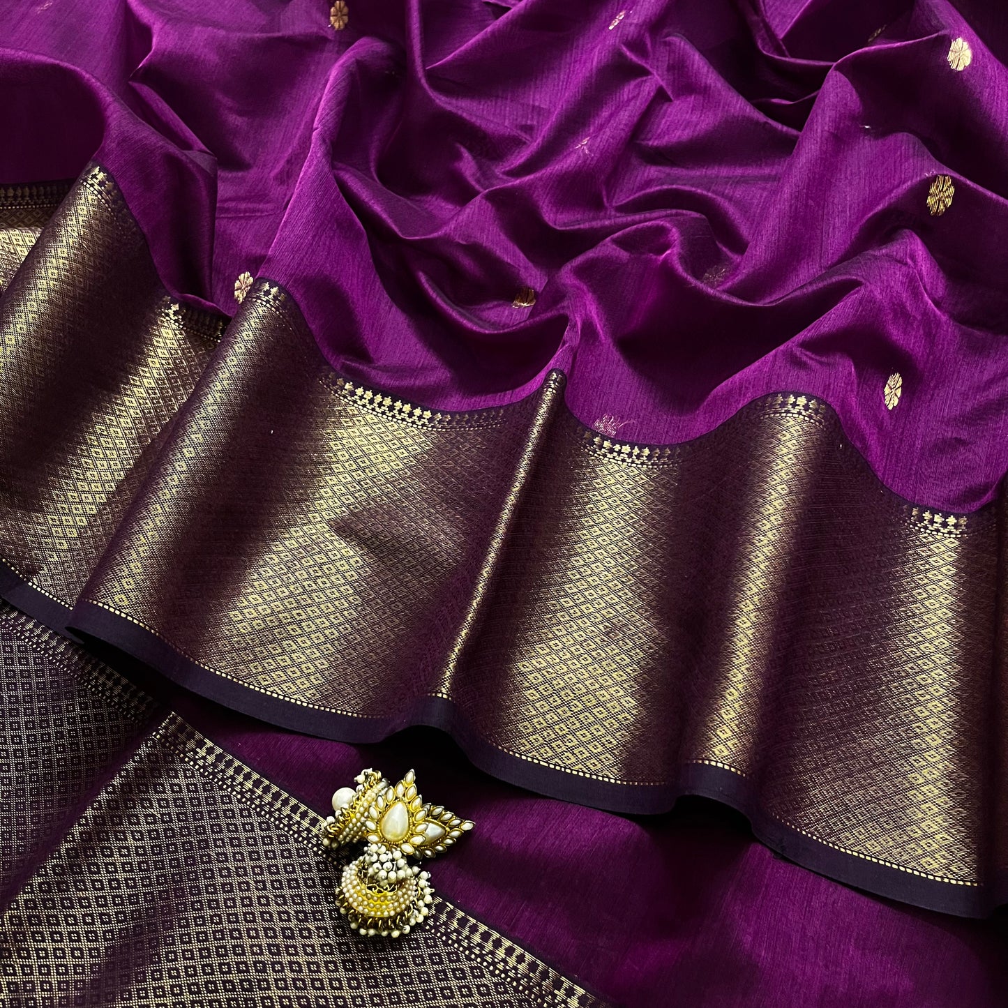 Violet Maheshwari saree with flower bootis all over
