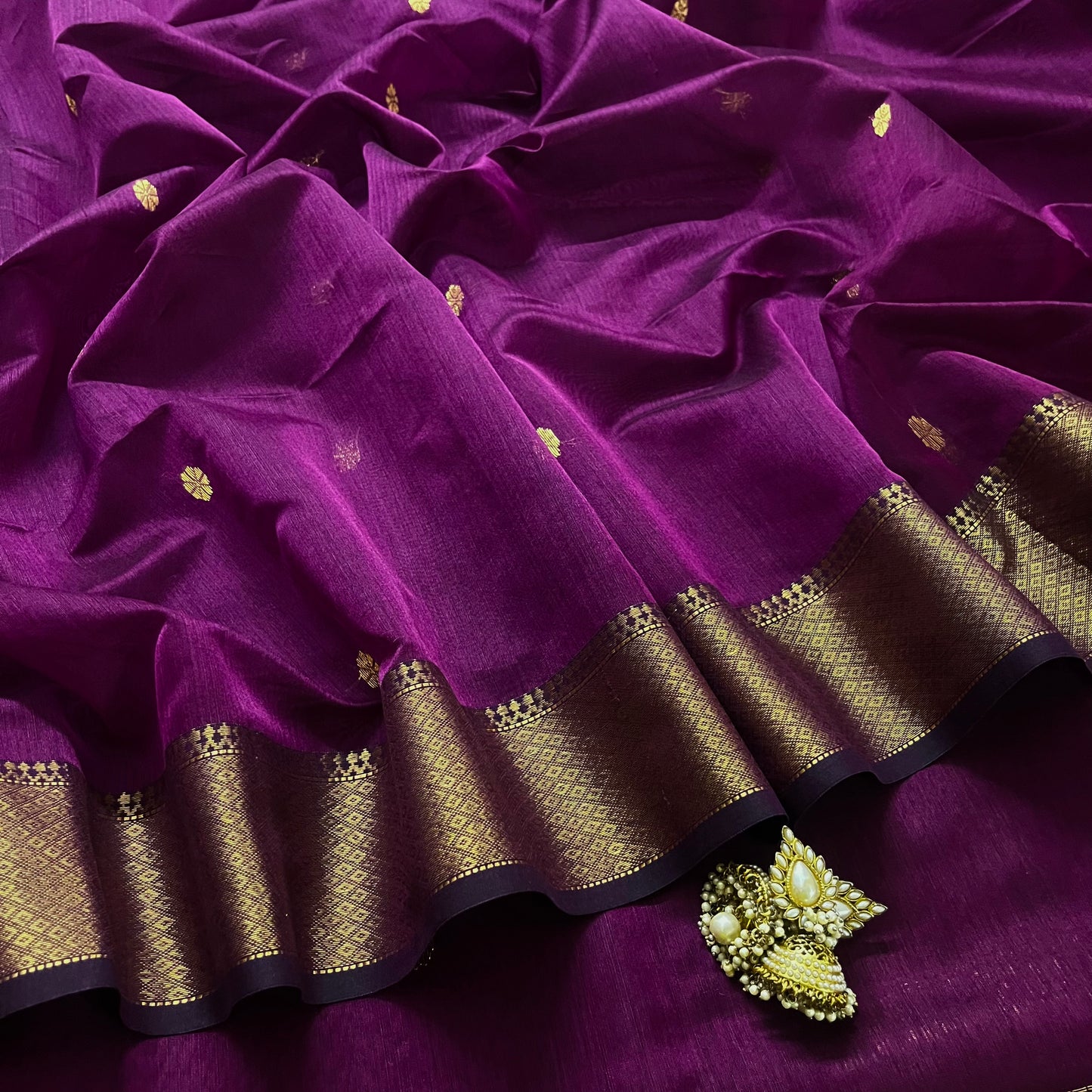 Violet Maheshwari saree with flower bootis all over
