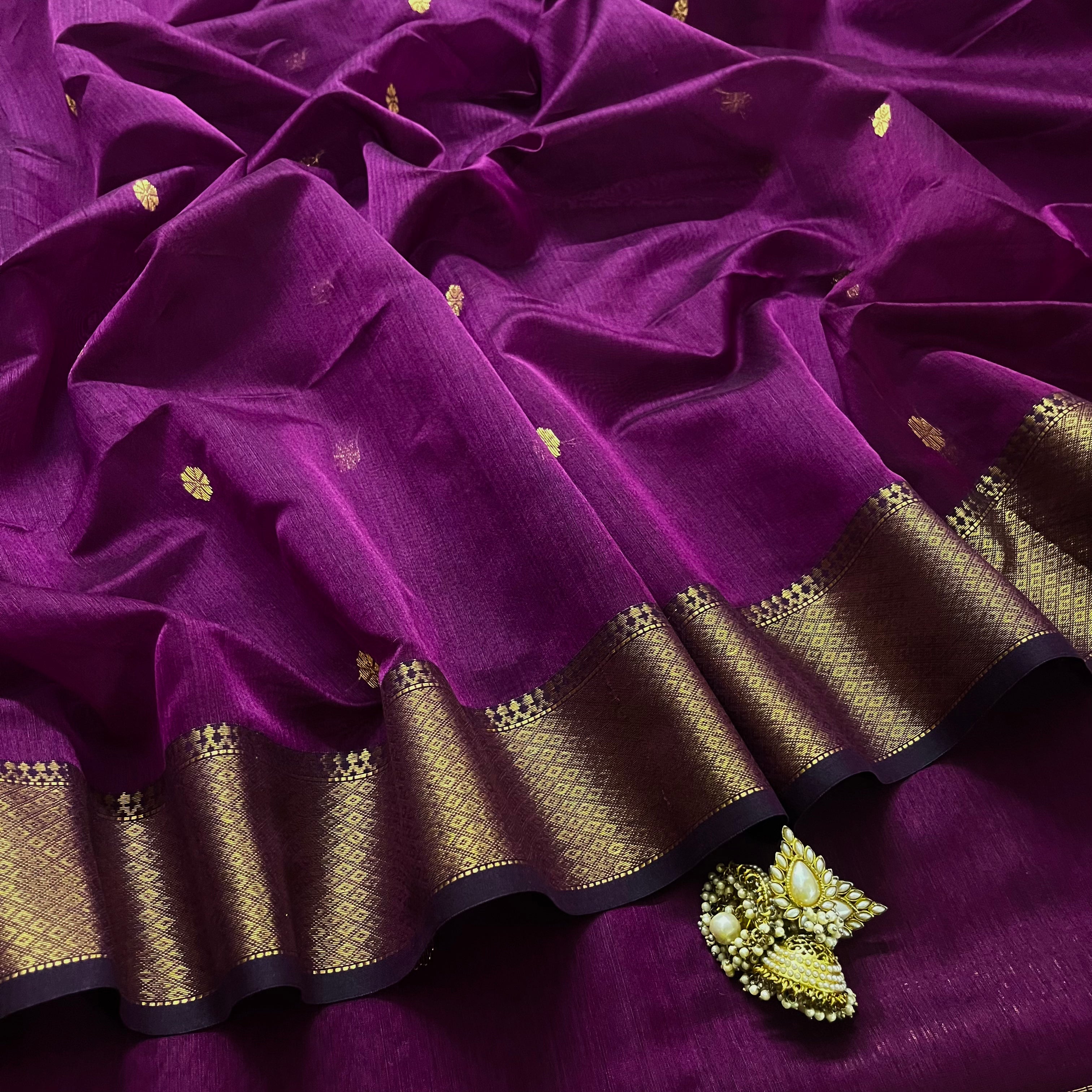 Violet Maheshwari saree with flower bootis all over
