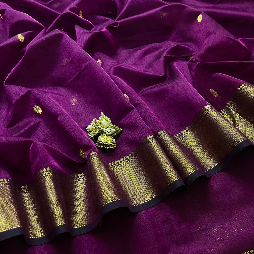 Violet Maheshwari saree with flower bootis all over