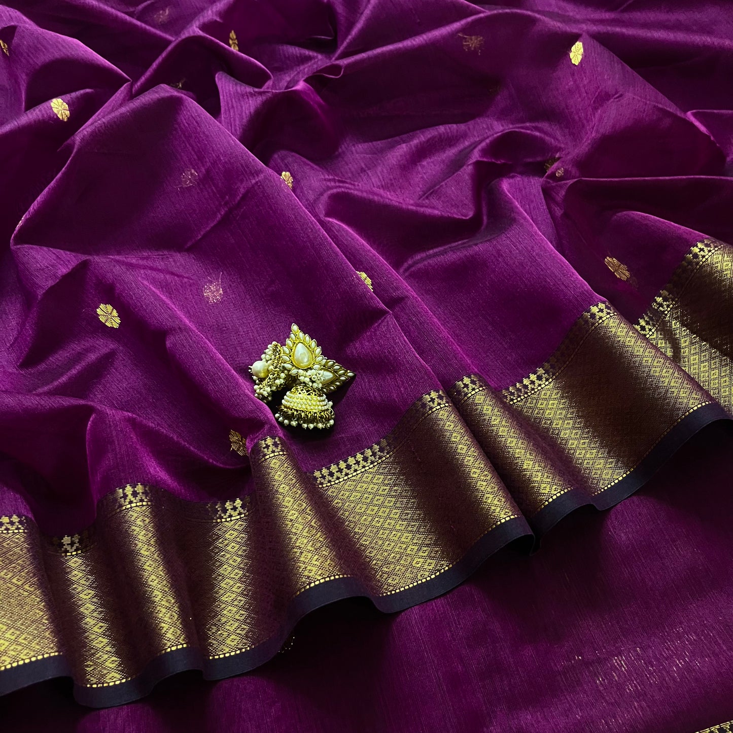 Violet Maheshwari saree with flower bootis all over
