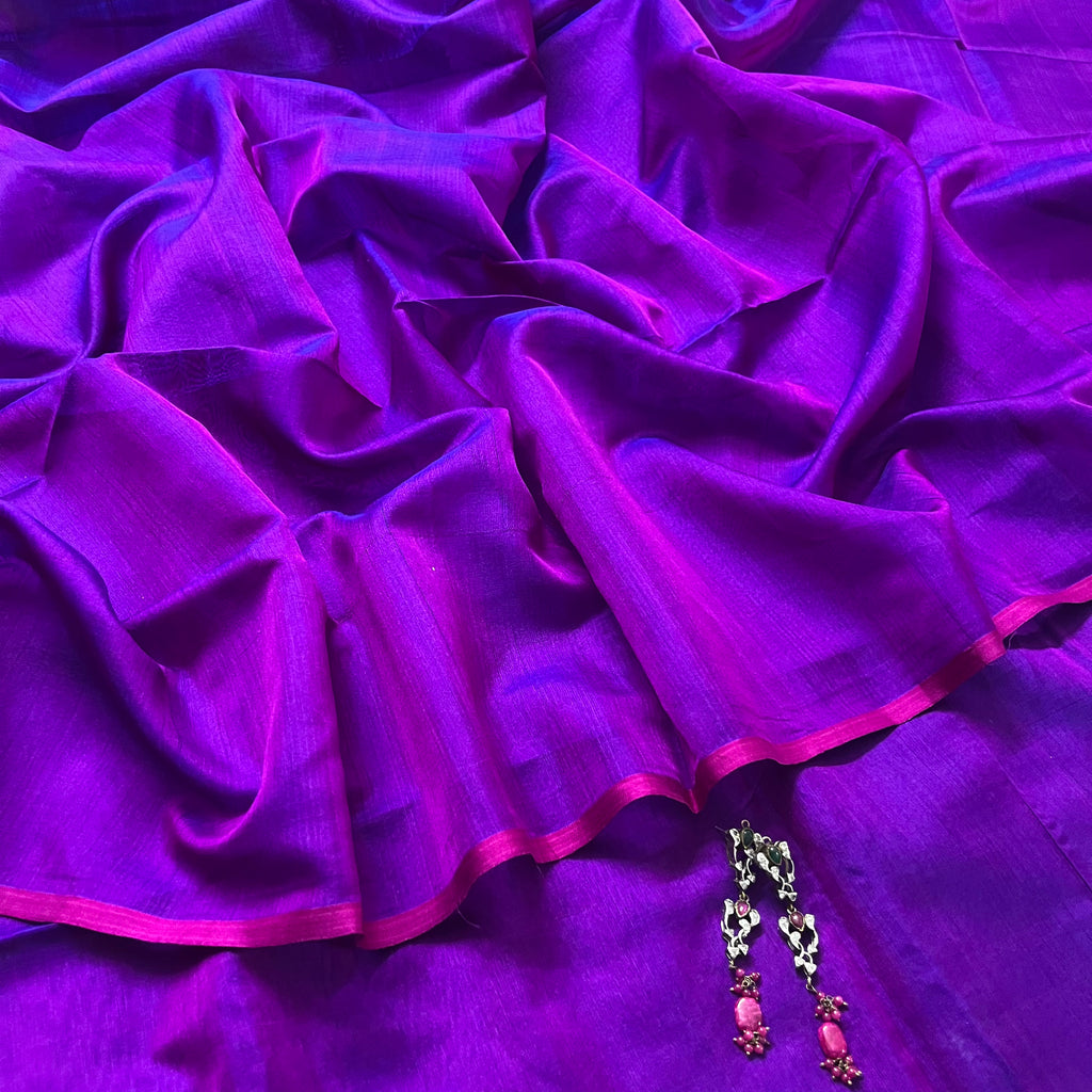 Violet blue dual tone maheshwari saree