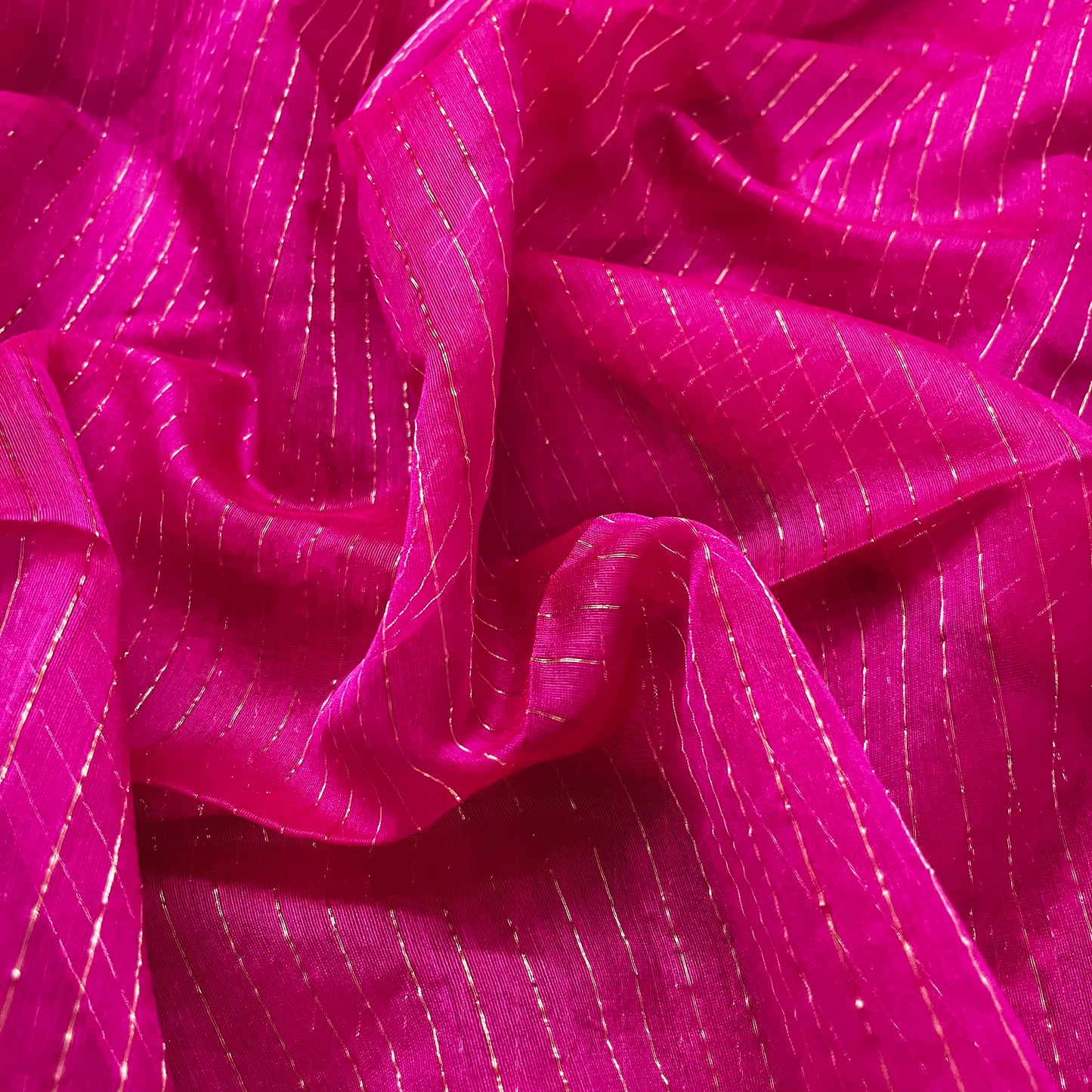 Pink maheshwari saree with zari lines all over