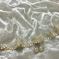 Molten silver chanderi tissue silk saree with pearl and mirror work border