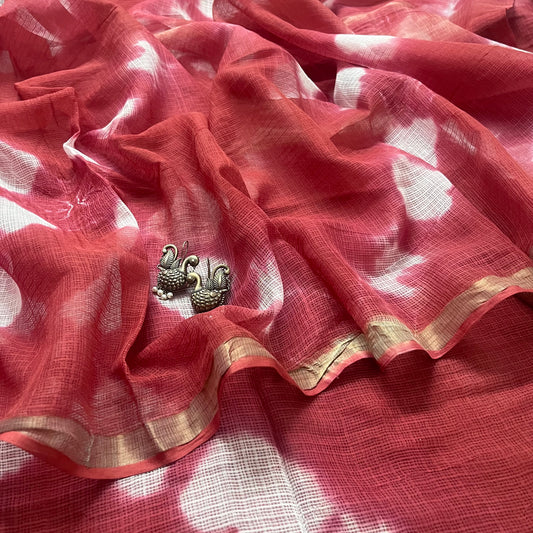 Rust red kota checks saree
