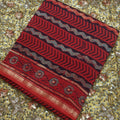 Rust maheshwari dupatta with block print all over
